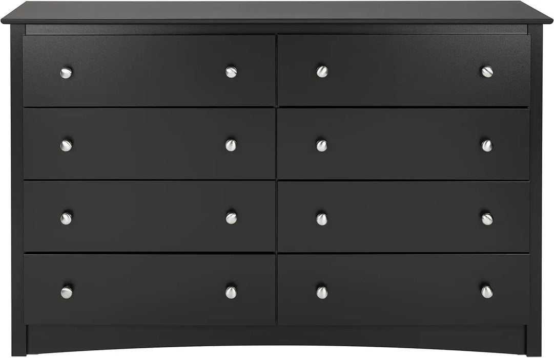Prepac Sonoma 8 Drawer Double Dresser for Bedroom, 15.75" D x 59" W x 36.25" H, Black