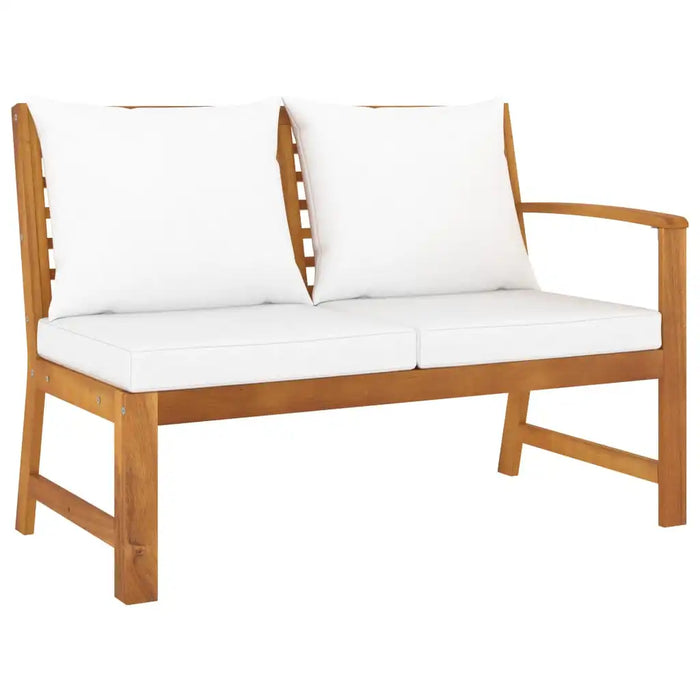 9 Piece Patio Lounge Set with Cushion Cream Solid Acacia Wood Outdoor Table and Chair Sets Outdoor Furniture Sets