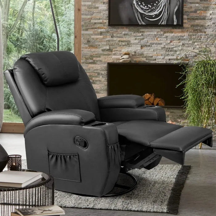 Swivel Rocker Recliner with Massage and Heating Functions, Sofa Chair with Remote Control and Two Cup Holders sofa sofa chair