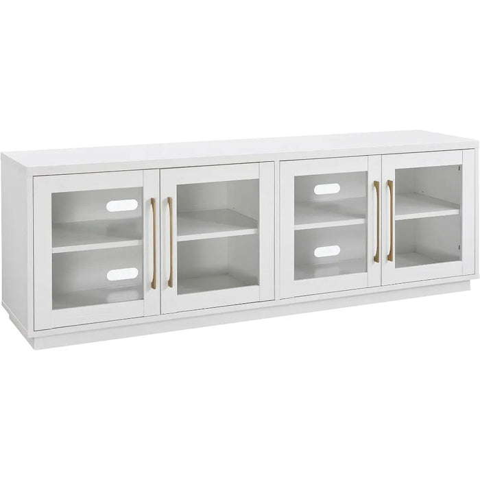Living room TV cabinet with door and storage partition, TV bracket, 68 inches wide, white