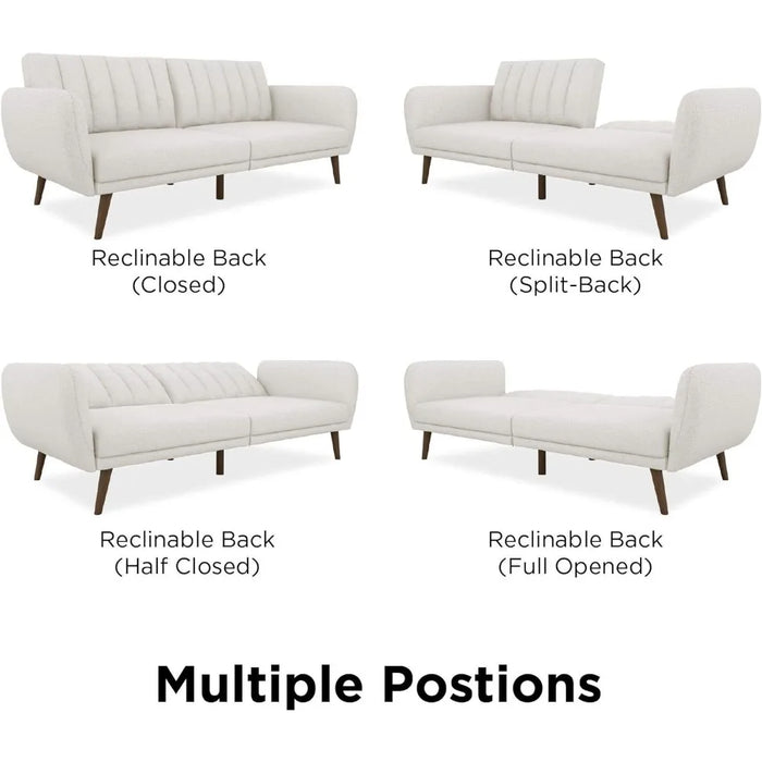 Brittany Sofa Futon - Premium Upholstery and Wooden Legs - Grey