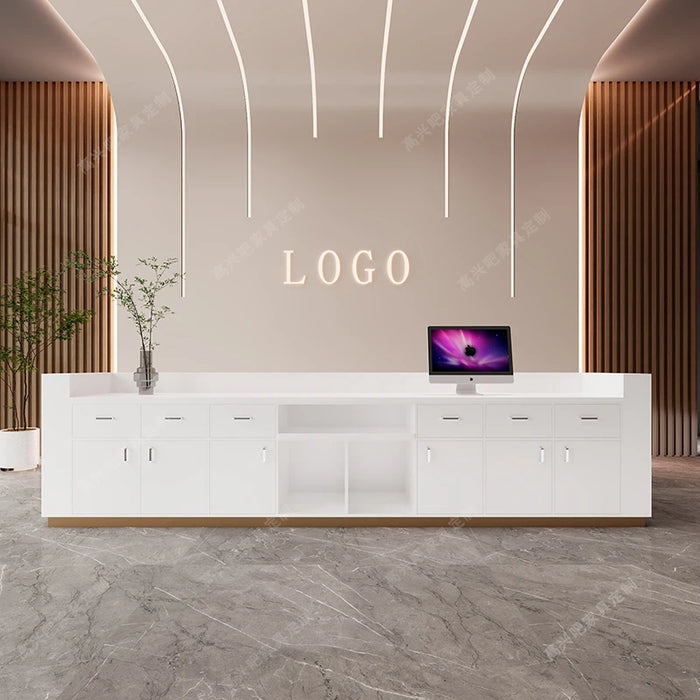 Clinic White Reception Desk Clinic Parental Advisory Checkout Counter Shop Cash Desk Luxury Information Mostrador Bar Furniture