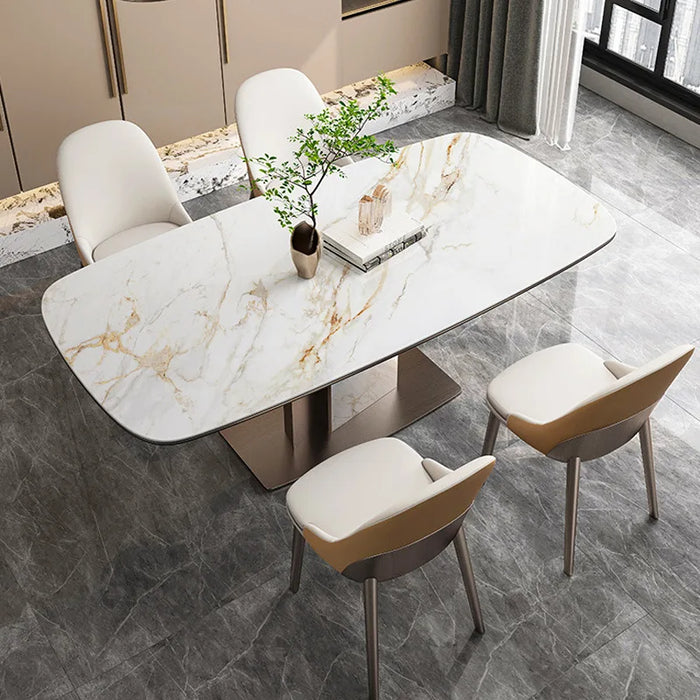 Light luxury rock plate dining table Modern simple rectangular table high-end design home living room dining table