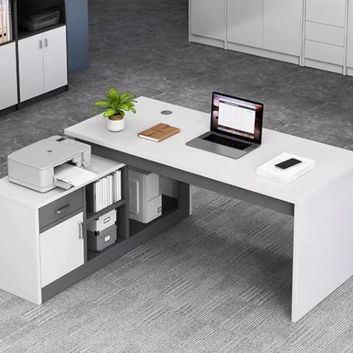 White Wide Computer Table Office Storage Wood Executive Reading Office Desk Laptop Writing Escritorios De Oficina Furniture