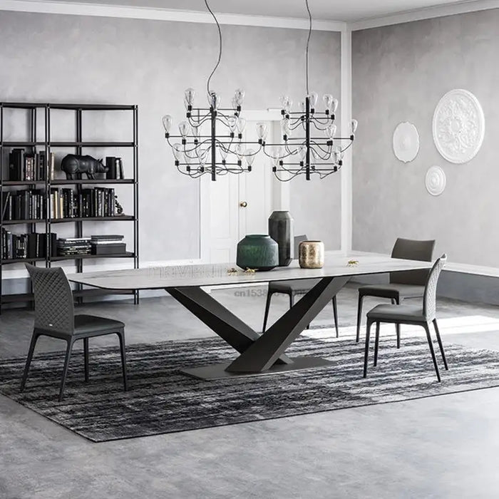 Dining Set 6 Chairs With Modern Marble Table For Large Apartment Italian Minimalist Kitchen Table Family Used In High Quality