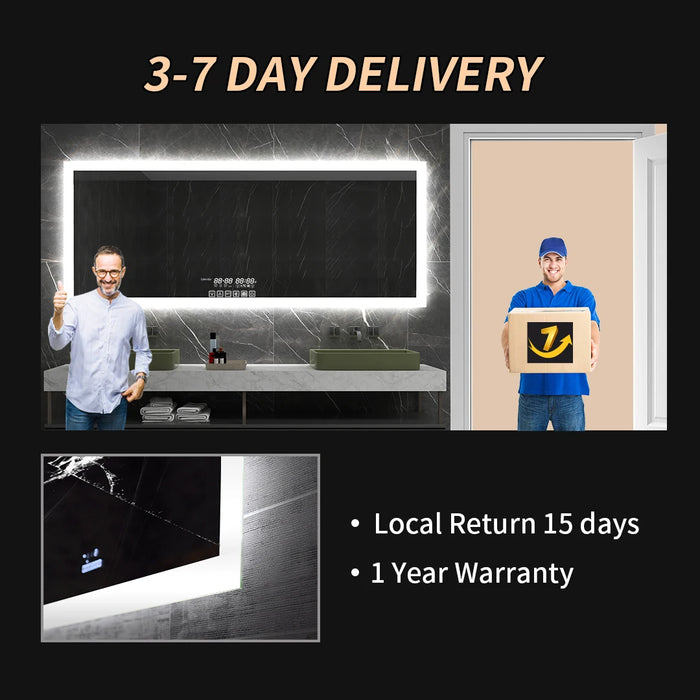 Smart Bathroom Mirror with Led Light Fogless Dimmable Makeup Shower Backlight Touch Control and Wireless Switch Mirrors