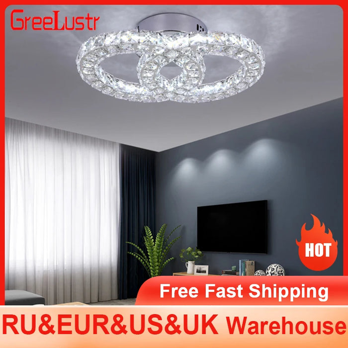 K9 Crystal Led Room Lights For Bedroom Ceiling Lamp Surface Mounted Modern Chandelier Lighting For Dining Room Home Decro Aisle