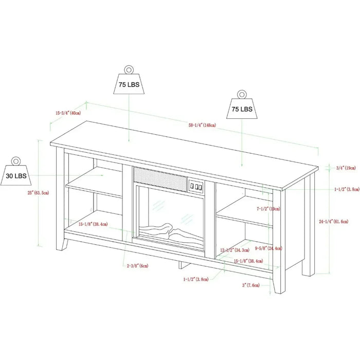 Classic 4 Cubby Fireplace TV Stand for TVs Up to 65 Inches Modular Furniture Living Room 58 Inch Espresso Freight Free