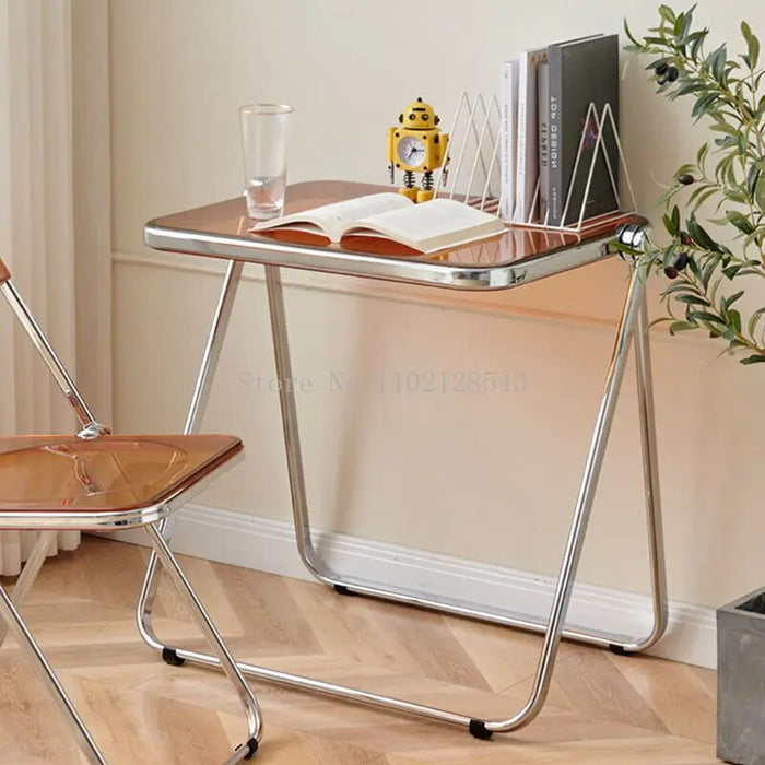 70*50cm Ins Crystal Transparent Folding Table Acrylic Side Table Coffee Table  Portable Office Study Computer Table Home Use