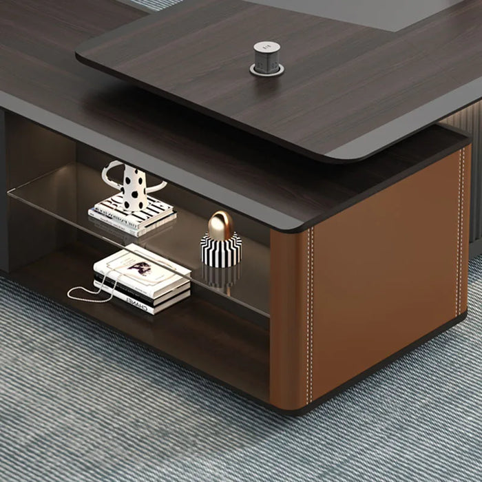 L Shaped Office Desk Computer Organizer Table Modern Executive Storage Drawers Desk Table Wooden Bureau Meuble Desk Supplies