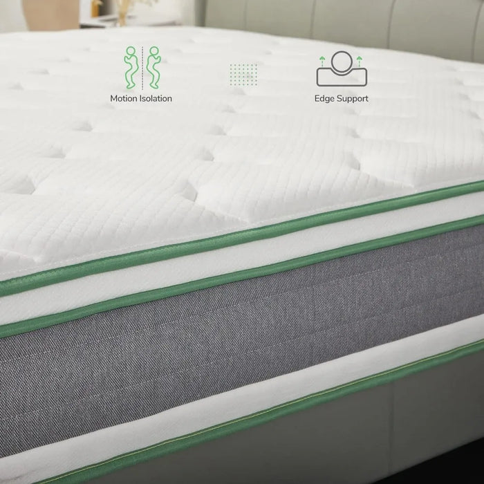 Queen Mattress, 12 Inch Hybrid Mattress in a Box, Innerspring Mattress with Gel Memory Foam for a Cool Sleep, Pressure Relief