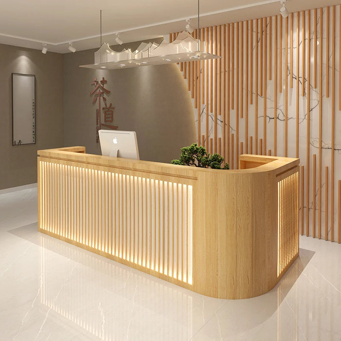 Luxury Wood Reception Desks Cashier Office Store Simple Hotel Reception Desk Standing Console Recepcion Mostrador Bar Furniture