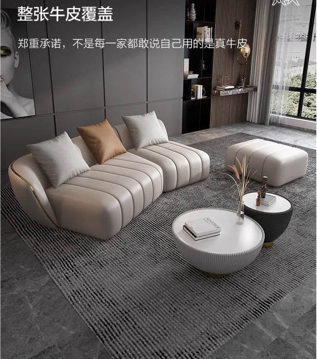 Italian minimalist leather sofa head layer cowhide simple style creative living room corner leather sofa