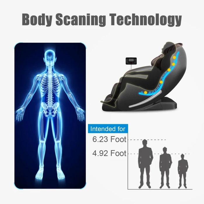 Real Relax Massage Chair, Full Body Zero Gravity SL-Track Shiatsu Massage Recliner Chair with Heat Body Scan Bluetooth Foot Roll