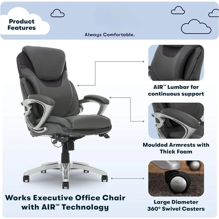 Bonded Leather Ergonomic Chair for Office Furniture Gray Freight Free Desk Chairs Individual Armchair Backrest Relaxing Recliner