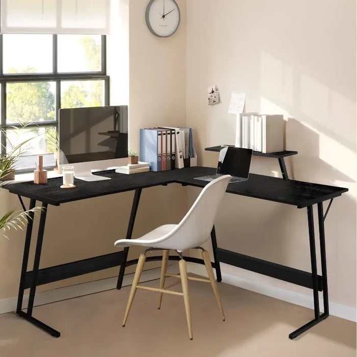 DUTRIEUX computer desk  Home Office Writing Desk Modern L-Shape Computer Desk, White
