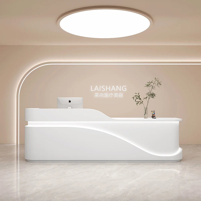 White Modern Cash Counter Desk Reception Store Luxury Office Desk Restaurant Counter Cafe Empfangstheke Bar Furniture Counter