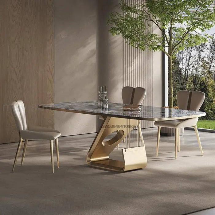 Luxury Kitchen Tables Six Chair In Blue Design Table Frame Granite Marble Panel Countertop Home Furniture White Dining Room Sets