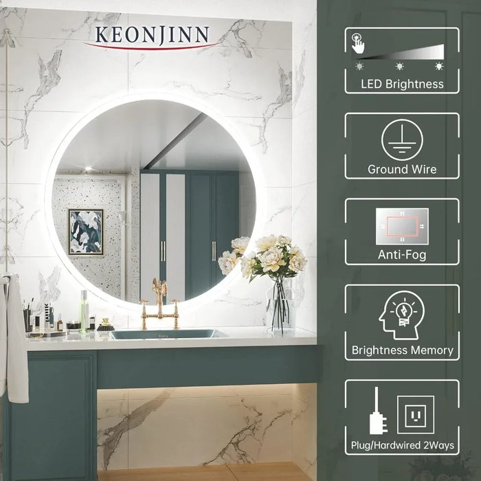 Toilet Shower Mirror With Led Light for Bathroom Wall Mirror With Lighting Makeup Mirrors Fixture Home Improvement