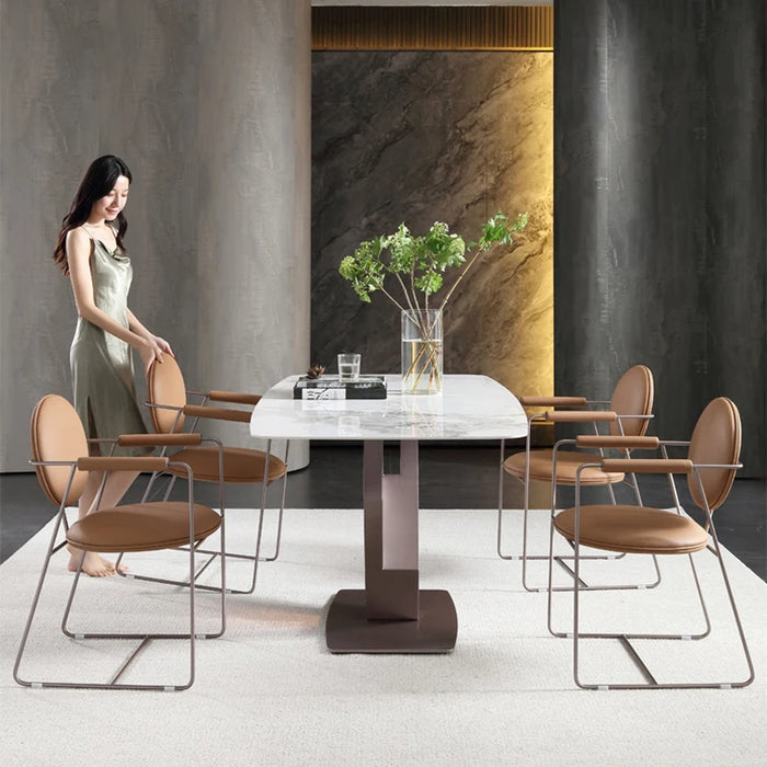Dining Table Rectangular Kitchen Chair Combination Minimalist Brown Glass Kitchen Hotel Mesa De Jantar Restaurant Furniture