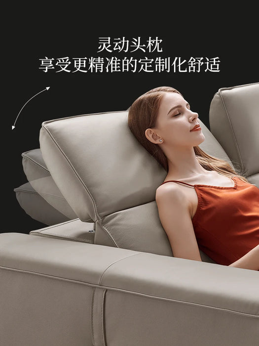 First Class Leather Sofa Electric Function First Layer Cowhide Living Room Straight Row