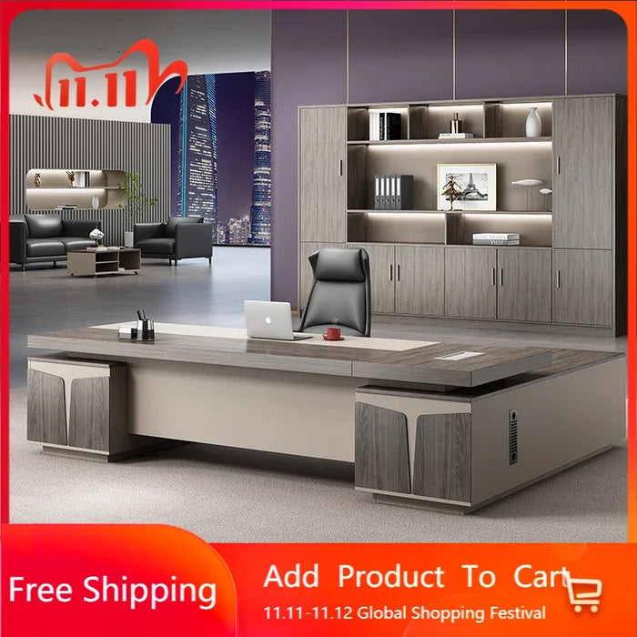 Reception Office Desk Executive Computer U Shaped Organizer Modern Storage Corner Table Drawers Escrivaninha Office Supplies
