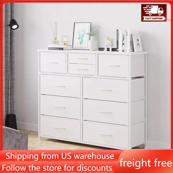 Easy Pull Handle (White) Dressing Table Closets Dresser for Bedroom Furniture Fabric Storage Dressers Drawers for Bedroom Vanity