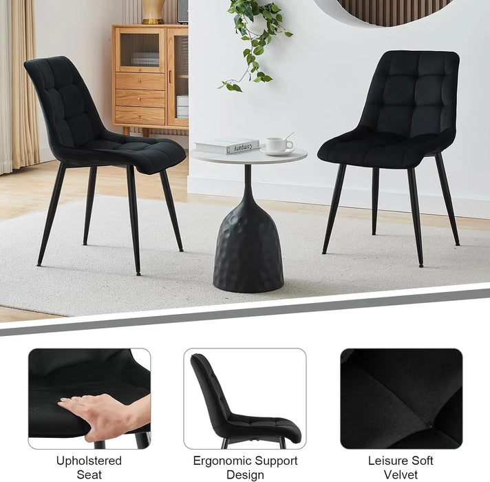 Kitchen Dining Chairs Set of 6, Mid-Century Modern Dining Chair with Square Grid Design & Curved Backrest