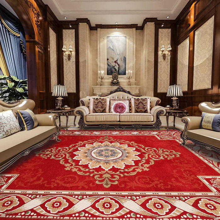 Classic Jacquard Carpet For Living Room Europe Red Carpet Rug Home Bedroom Kids Room Floor Mat Bedside Decor Weave Rug Alfombra