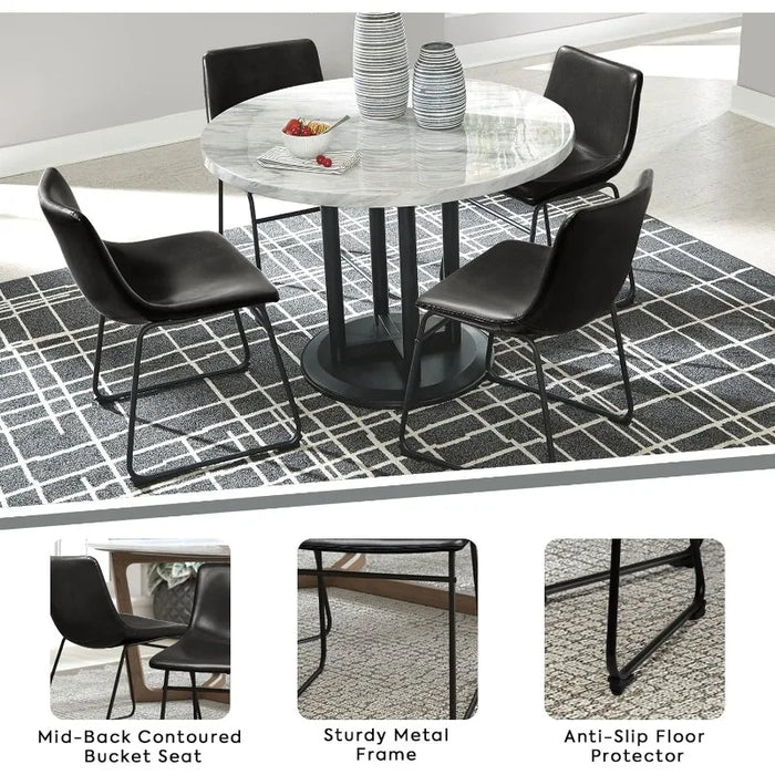 LEMBERI Faux Leather Dining Chairs Set of 4, 18 Inch Kitchen & Dining Room Chair, Mid Century Modern Dining Chairs