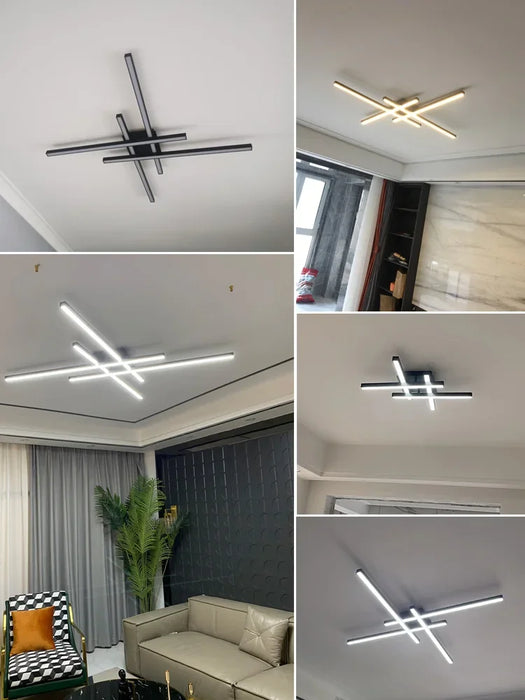 Black Chandelier Square Bedroom Lamps Living Room Lamp Led Ceiling Lamp Nordic Minimalist Creative Led Ceiling Lamp Strip Lights