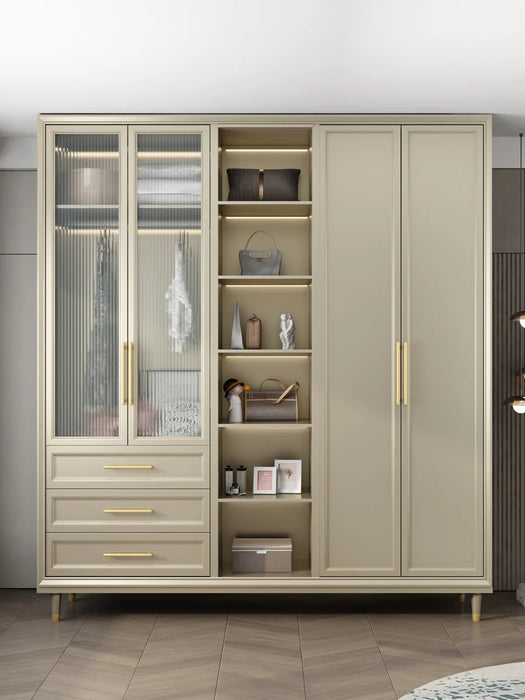 Modern minimalist wardrobe integrated storage household bedroom American luxury solid wood wardrobe