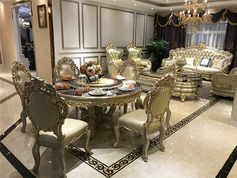 ProCARE classic Luxury champagne golden modern antique European royal style living room sofa sets