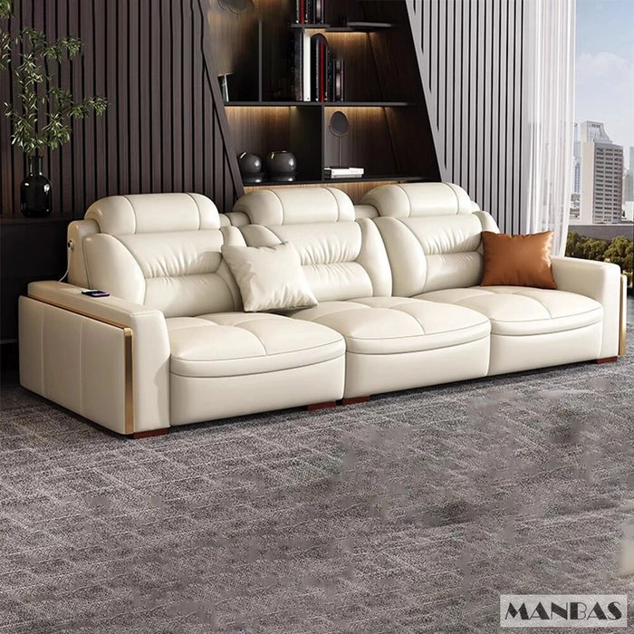 Premium Italian Genuine Leather Sectional Sofa Sets Couch Sofas with USB and Bluetooth Speaker - MINGDIBAO Living Room Furniture