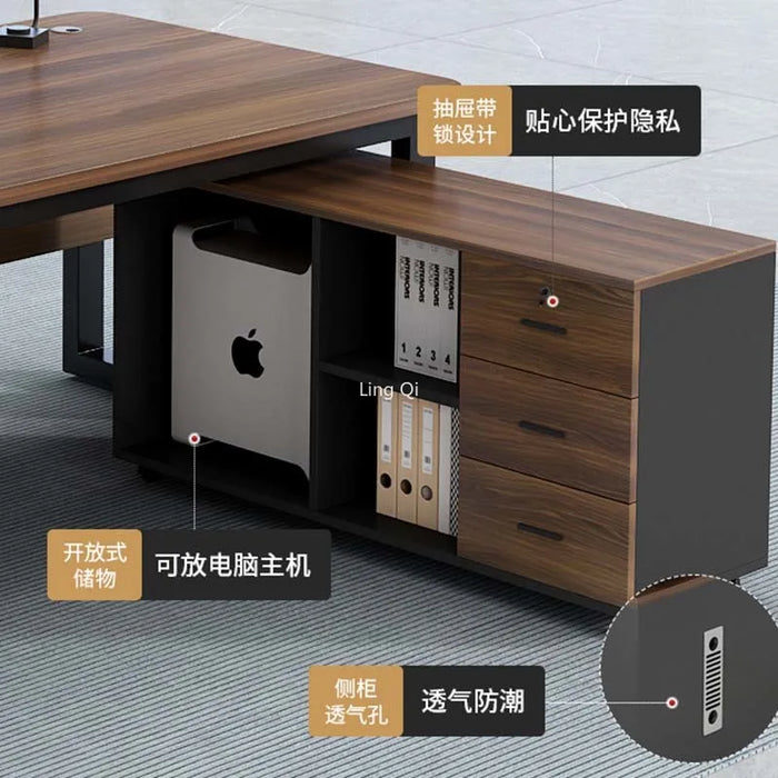 Dark Wood Reception Office Desk Vanity Corner Reception Secretary Computer Desks Art Executive Conference Bureau Desk Furniture