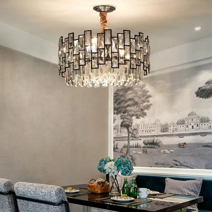Modern Crystal Chandelier For Living Room Dining Room Black Light Round Lustre Led Chandeliers Kitchen Bedroom Indoor Lighting