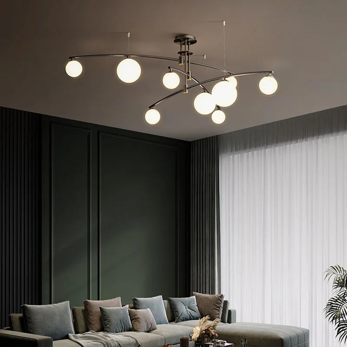 Nordic Modern Glass Ceiling Chandelier Black Gold Pendant Light for Living Room Bedroom G9 LED Iron Art Hanging Light Fixture