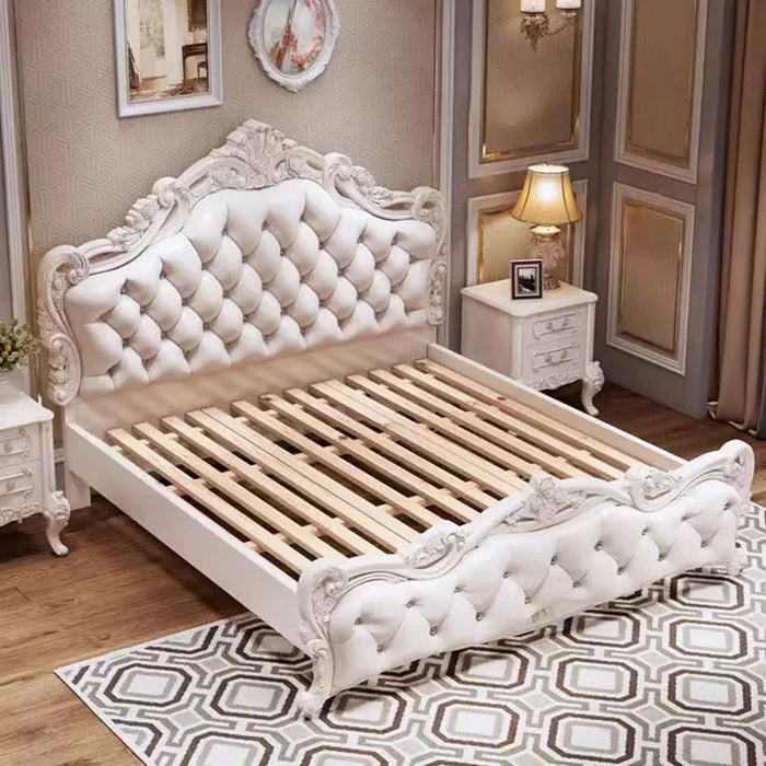 Wood Modern Whitr Double Bed King High End Twin Frame Double Bed Luxury Sleeping Letti Matrimoniali Furniture For Bedroom