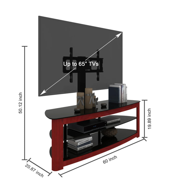 Walnut TV Stand with 2 Tier Storage Space Fits TV\\\'s Up To 65 in  Living Room or Bedroom