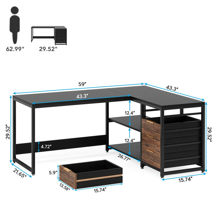 Tribesigns Modern L-Shaped Computer Desk Corner PC Latop Table Study Office Workstation