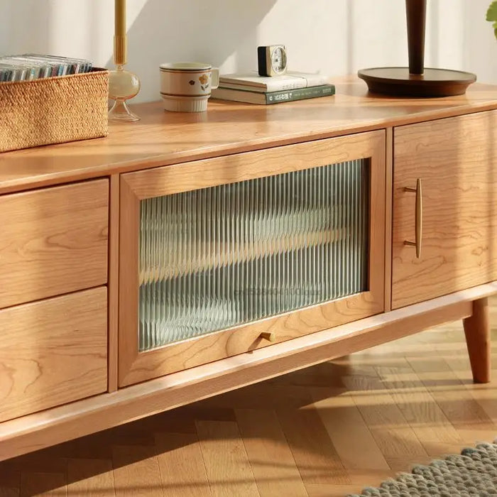 Nordic Tv Cabinet Coffee Table Combination Japanese-style Log Color Simple White Oak Wood Style Simple Living Room Furniture