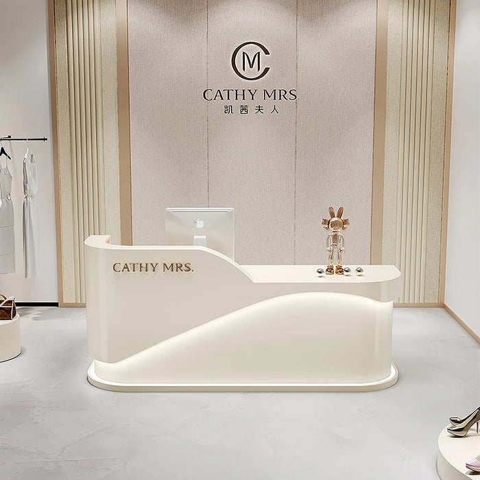 Cash Counter White Reception Desk Clinic Information L Shaped Reception Desks Nail Salon Beautysalon Meubilair Furniture