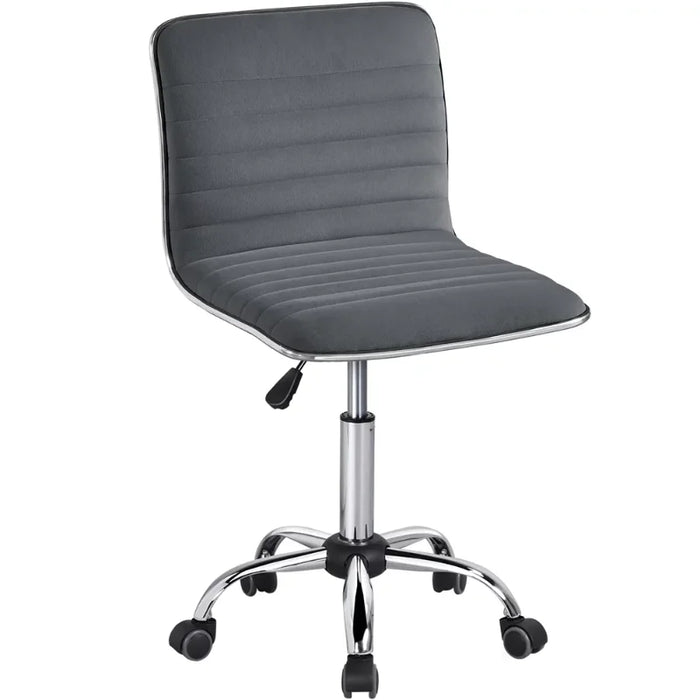 SMILE MART Modern Velvet Armless Desk Chair with Mid Back for Home Office, Dark Gray office chair  computer chair
