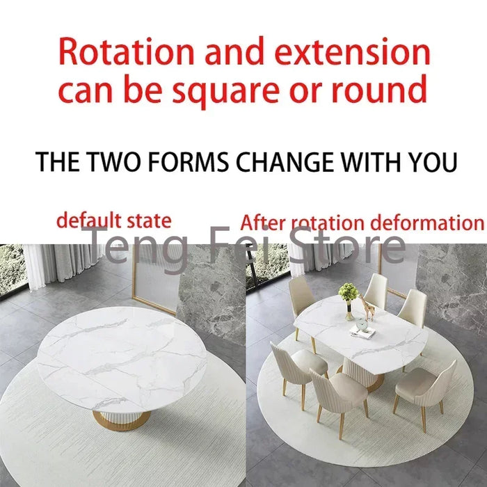 High Grade Rock Slab Round Dining Table Household Chair Luxury Combination Minimalist Apartment Table A Manger Furniture WK