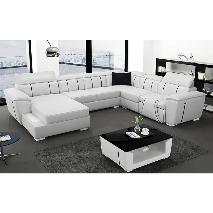 MANBAS Electric Reclining Sofa Set Italian Genuine Leather Power Recliner Functional Salon Cama Sectional Couch U Shape Big Sofa