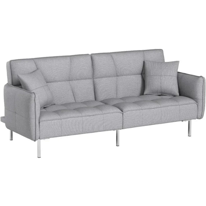 Sofa Bed Sleeper Convertible Futon Couches Fold Up and Down Linen Fabric Recliner for Living Room Gray Couch