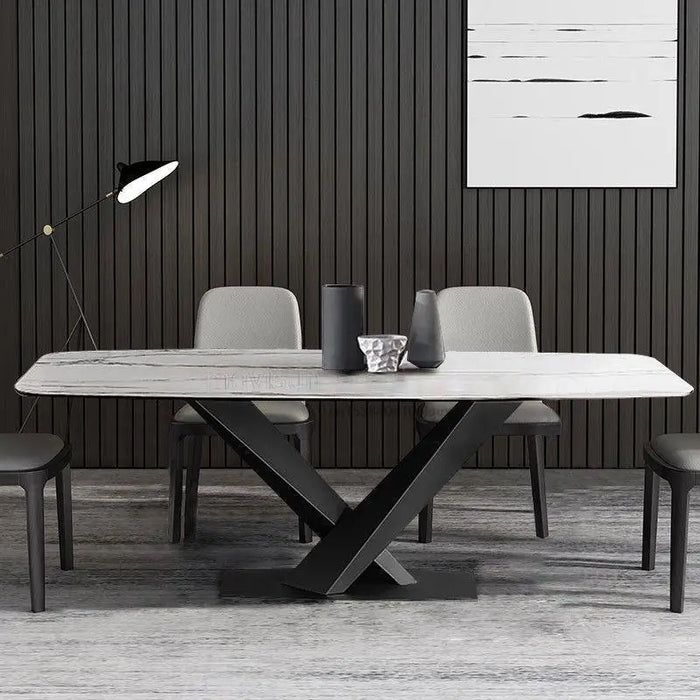 Dining Set 6 Chairs With Modern Marble Table For Large Apartment Italian Minimalist Kitchen Table Family Used In High Quality