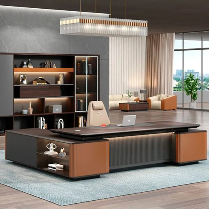 Modern Monitor Office Desk Wooden Reception Writing Storage Executive Drawers Desk Table L Shaped Bureau Meuble Office Supplies