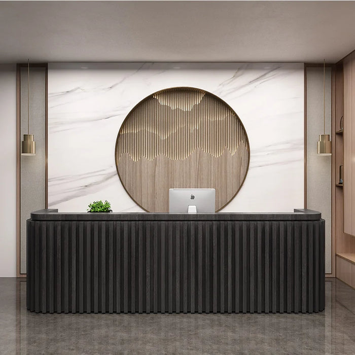 Wooden Office Front Desk Reception Cafe Counter Clinic Reception Desk Information Conference Comptoir De Caisse Furniture Office