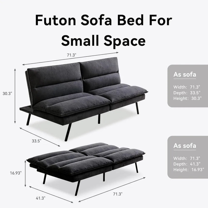 Convertible Sofa Memory Foam Futon Sofa Bed Living Room Sofas Suitable for Small Space Compact Living Space Apartment Furniture